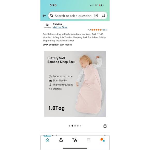 BubblePanda Set Of 2 Sleep Sacks 12-18 Months TOG .5 and 1.0 Rayon from Bamboo - Picture 14 of 16